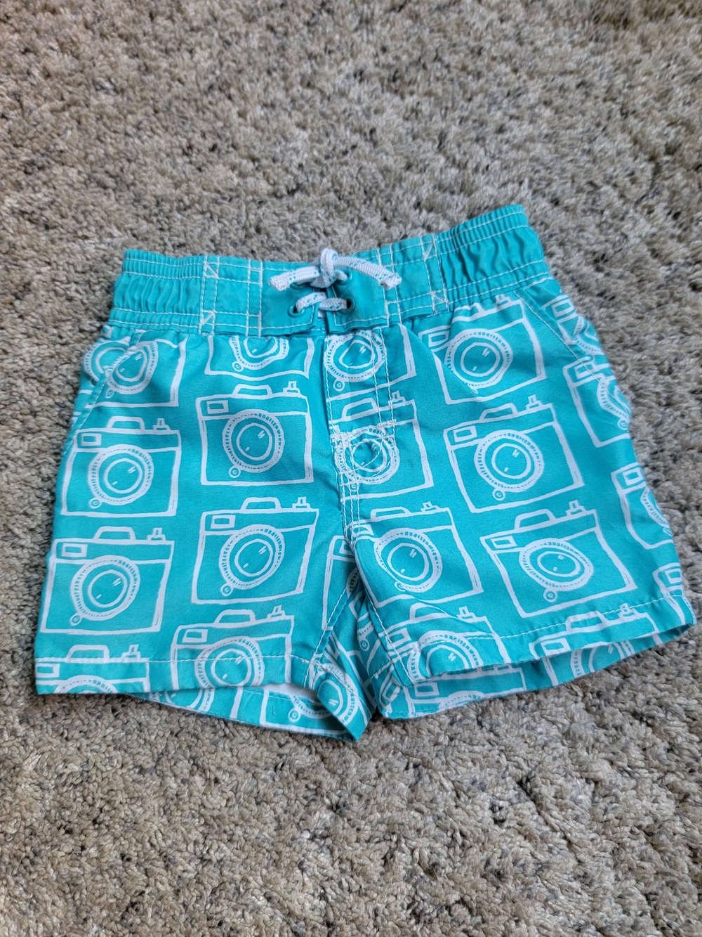 GAP Turquoise Blue Camera Print Kids Shorts Size 6-12M